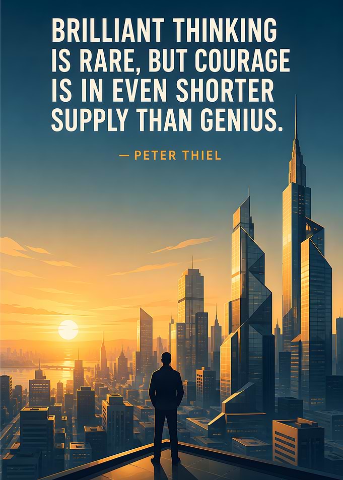 Peter Thiel Inspirational Cityscape Quote Poster