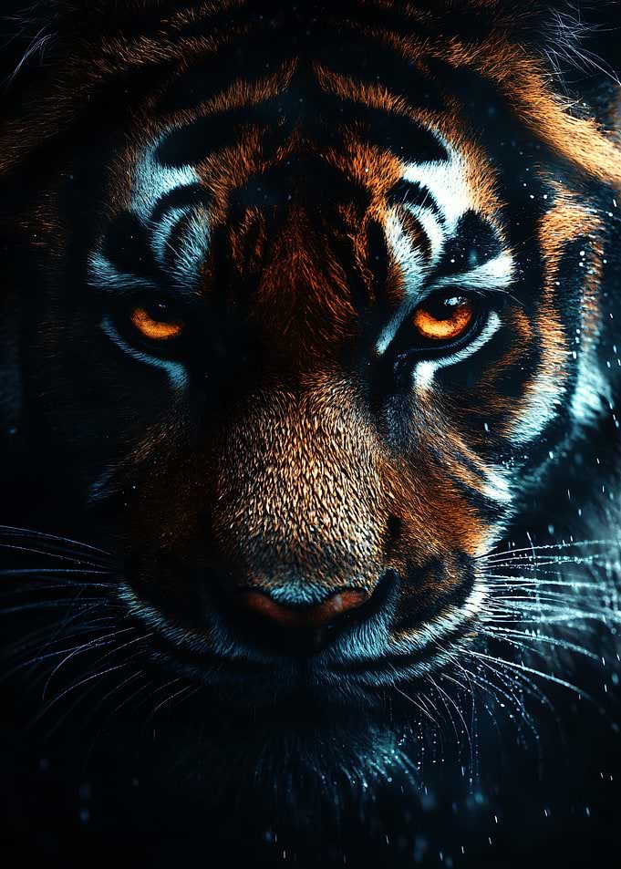 Intense Close-up Portrait of a Tiger