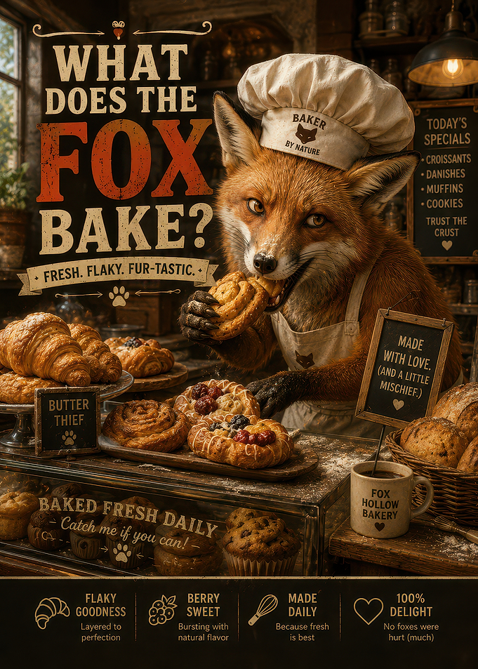 Fox Baker in a Rustic Bakery
