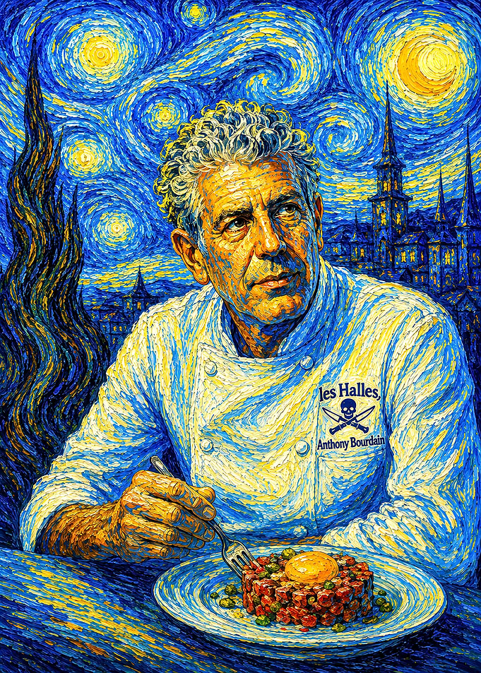 Anthony Bourdain Starry Night Portrait