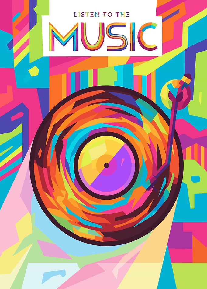Colorful Pop Art Vinyl Record Poster