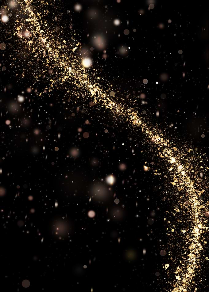 Golden Glitter Particles on Black