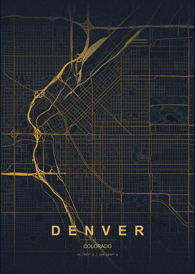 Denver Colorado Minimalist Map Poster