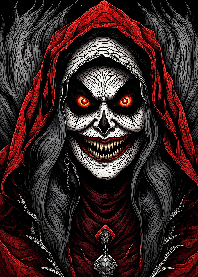 Sinister Hooded Figure with Glowing Eyes