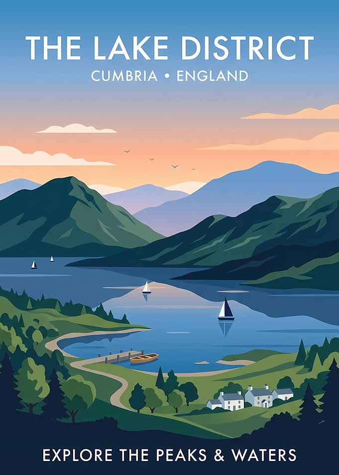 The Lake District Travel Poster