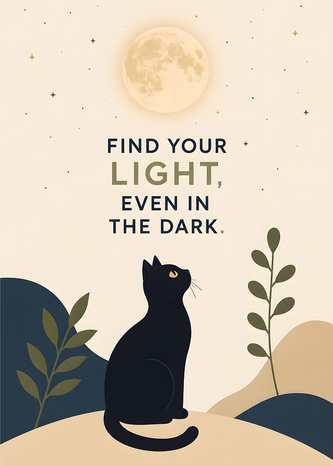 Find Your Light Cat Poster