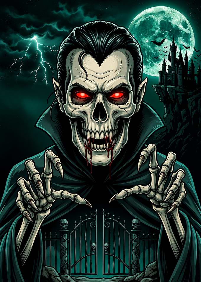 Vampire Skeleton Horror Illustration