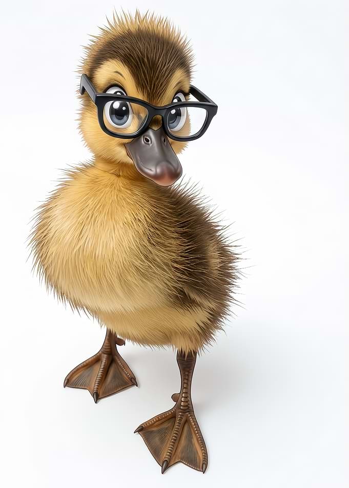 Cute Duckling Wearing Black Glasses