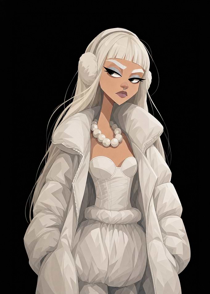 Stylish Woman in White Winter Fashion