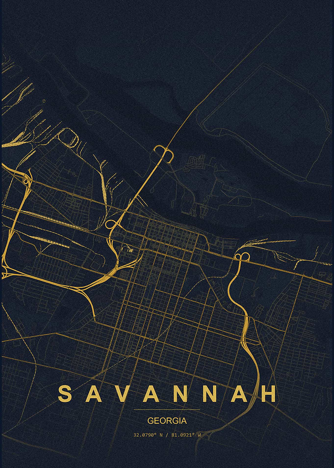Savannah Georgia Minimalist Map Poster