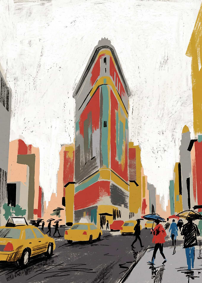 Flatiron Building New York City Illustration