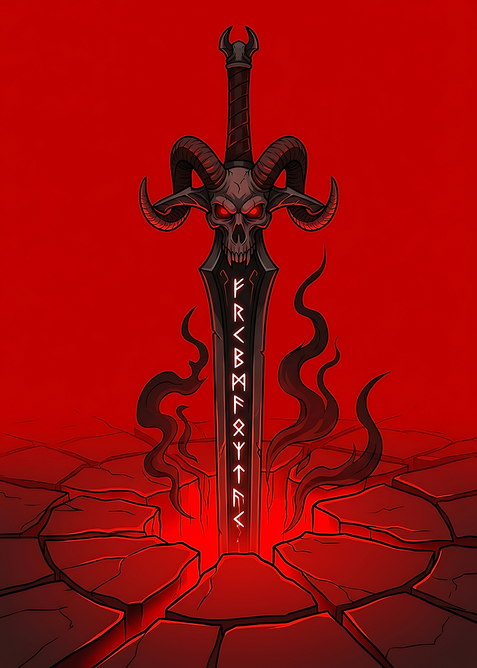 Demonic Horned Skull Sword
