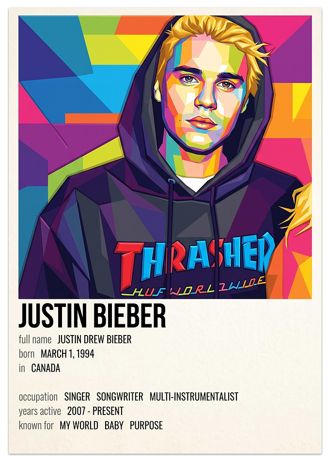 Justin Bieber Pop Art Poster
