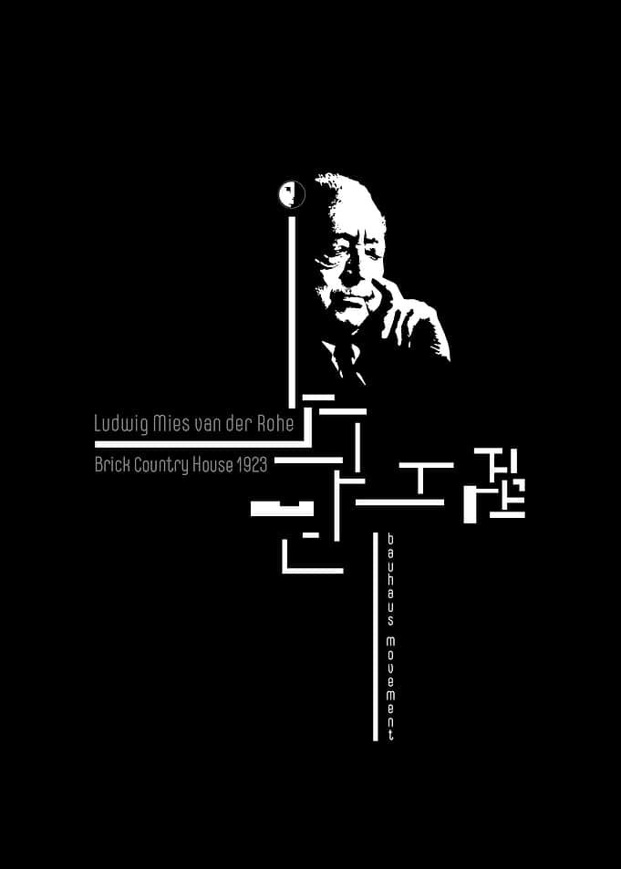 Ludwig Mies van der Rohe Bauhaus BW Poster