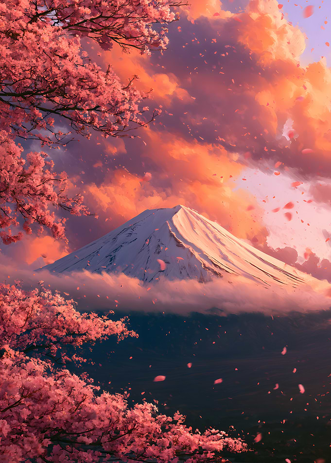 Mount Fuji with Cherry Blossoms