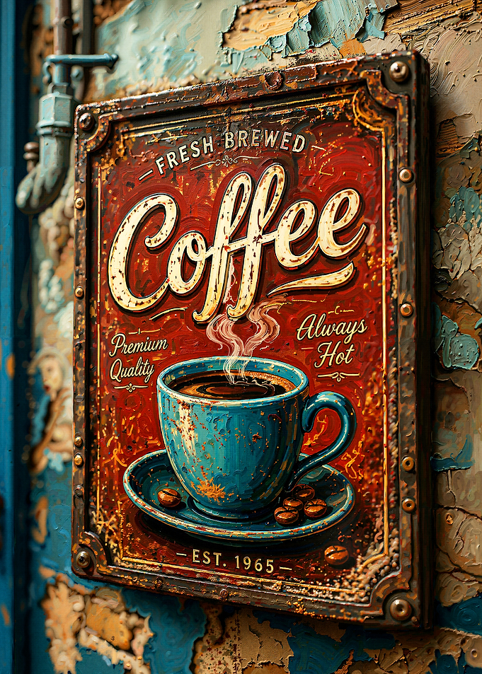 Vintage Style Fresh Brewed Coffee Sign