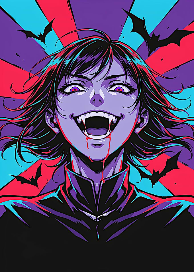 Neon Pop Art Vampire Girl