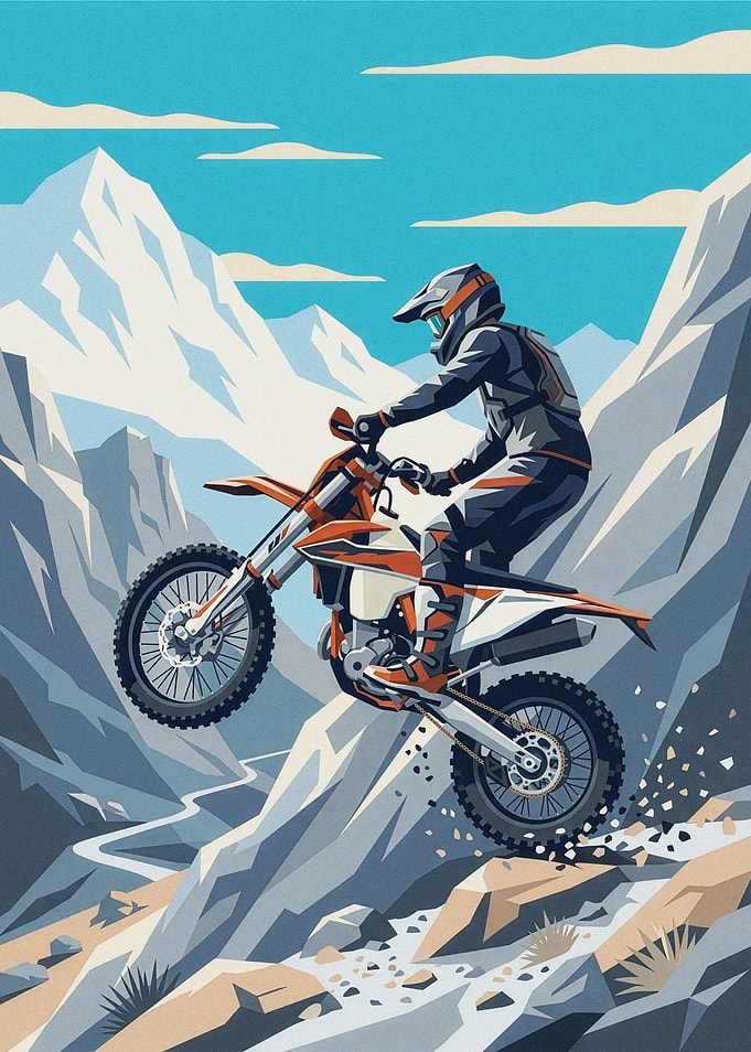 Motocross Rider on Mountain Trail