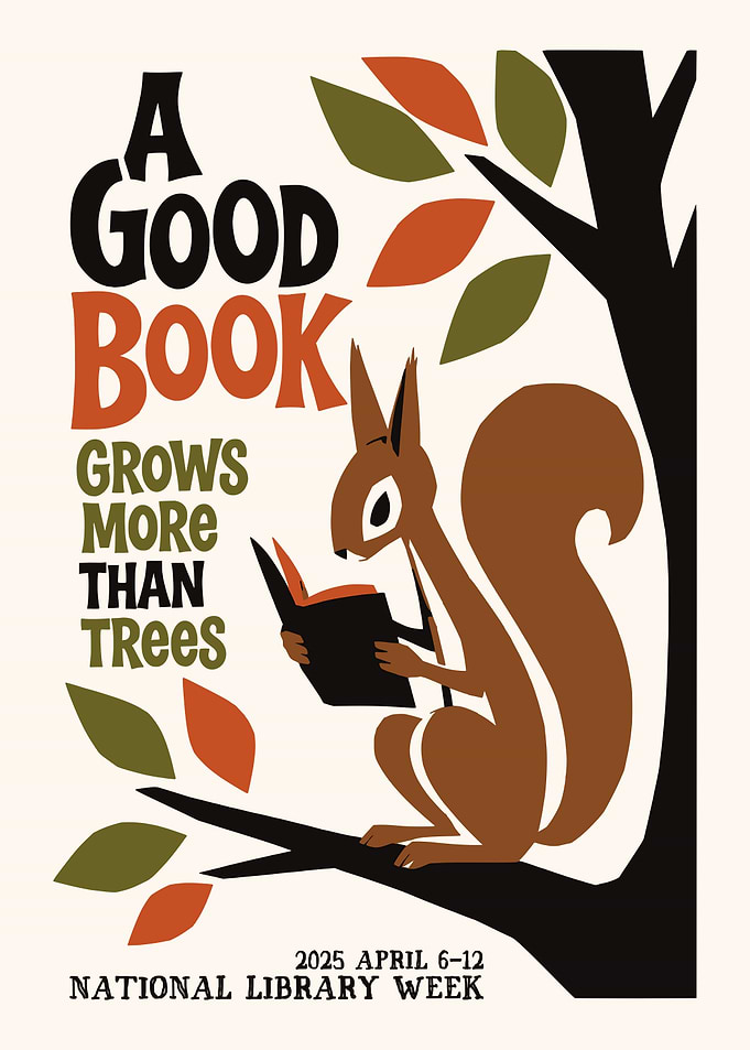 National Library Week Squirrel Poster