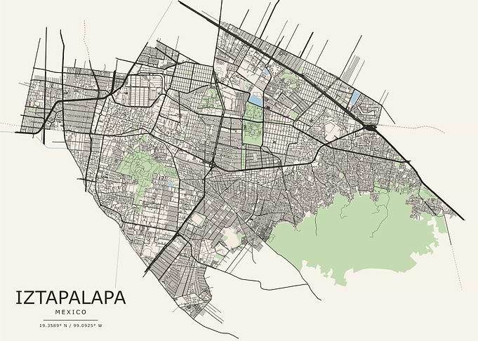 Iztapalapa Mexico City Map Print