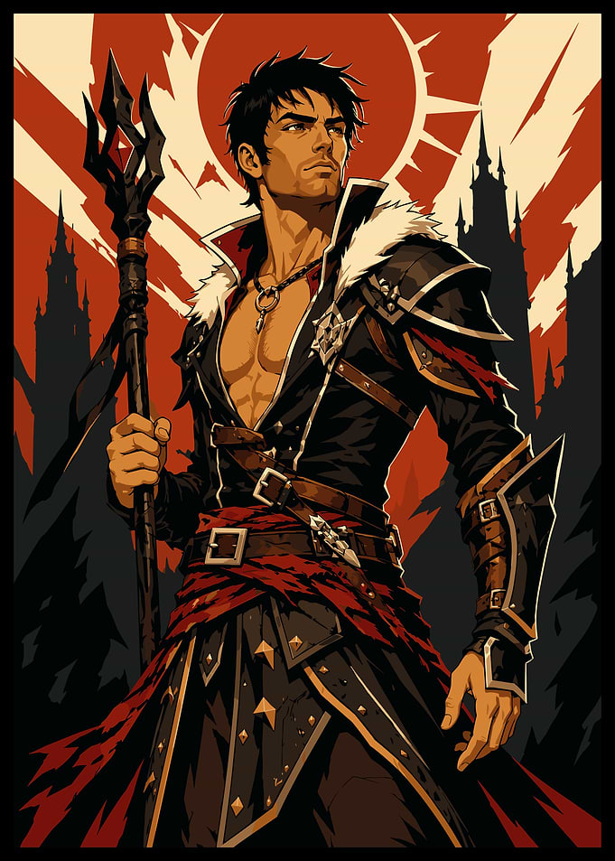 Dark Fantasy Warrior with Trident