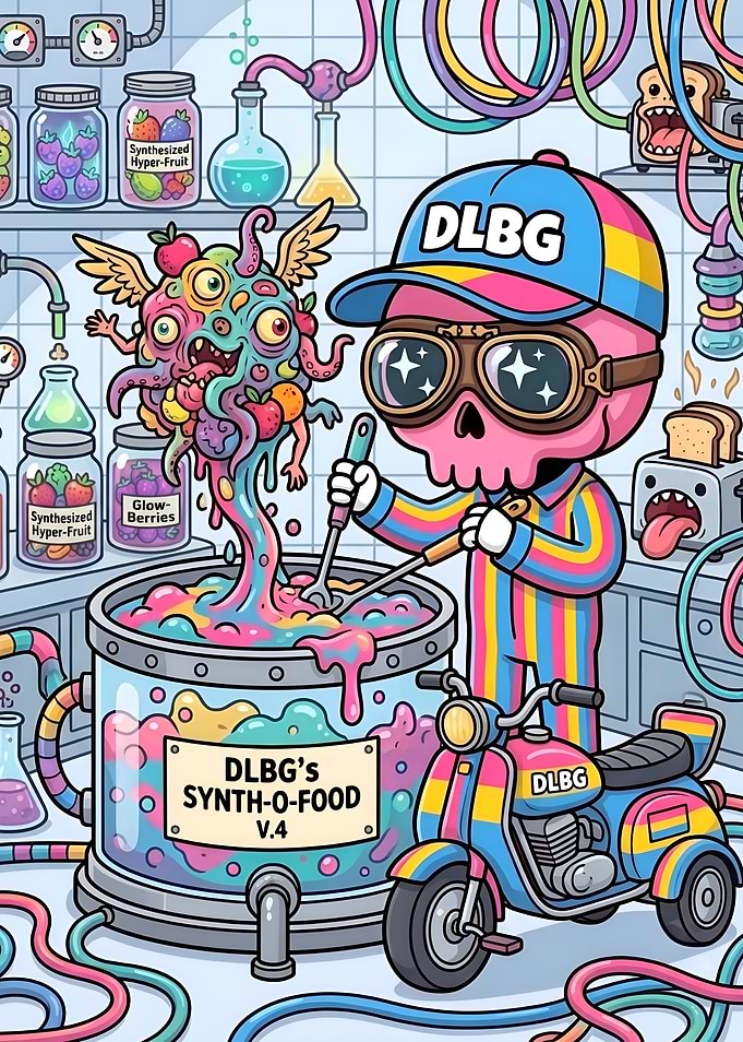 DLBG Po3 - Pink Skull Futuristic Hyper Fruit Lab Adventure