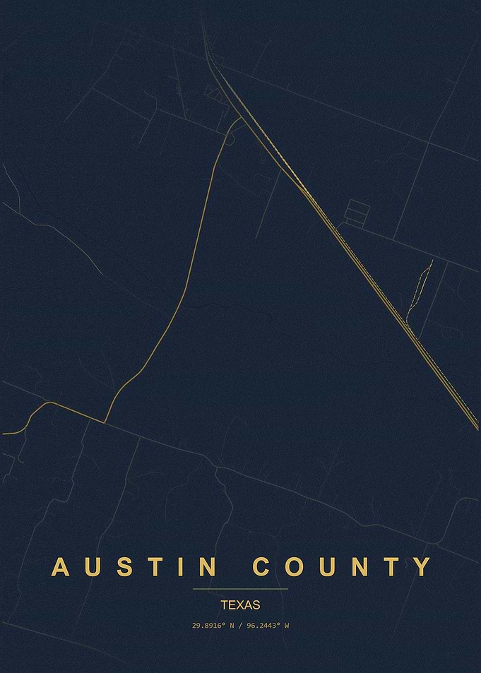 Austin County Texas Minimalist Map