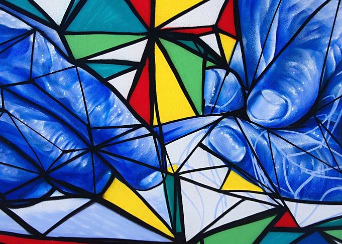 Abstract Geometric Hands Painting