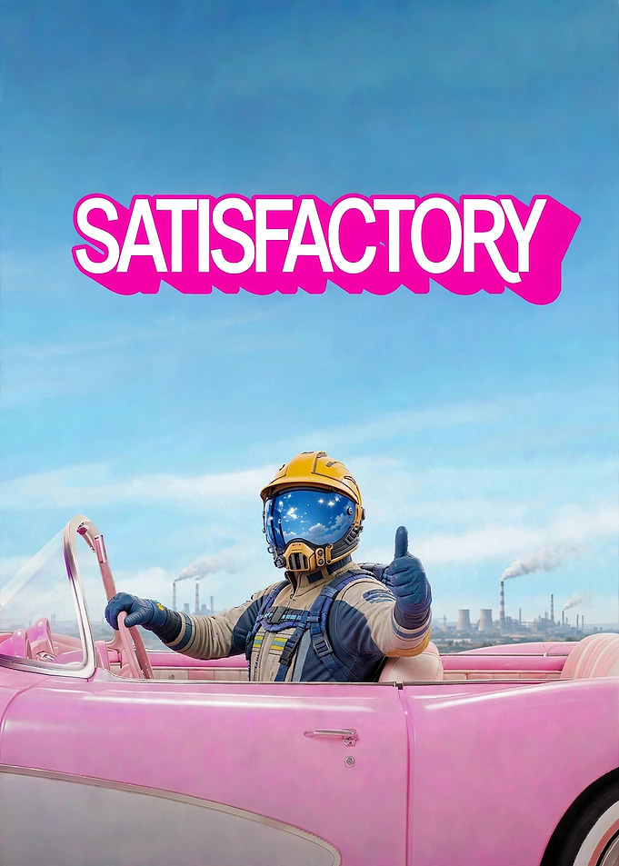 Satisfactory Game Astronaut in Pink Car