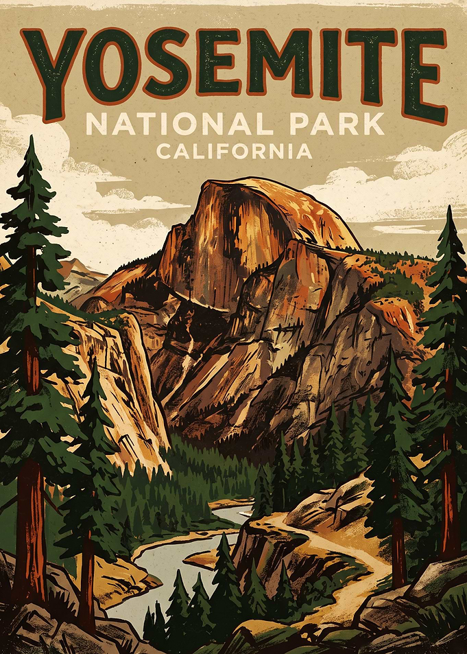 Vintage Yosemite National Park Poster
