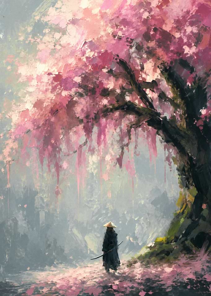 Beneath the Cherry Blossom – Samurai Serenity Wall Art