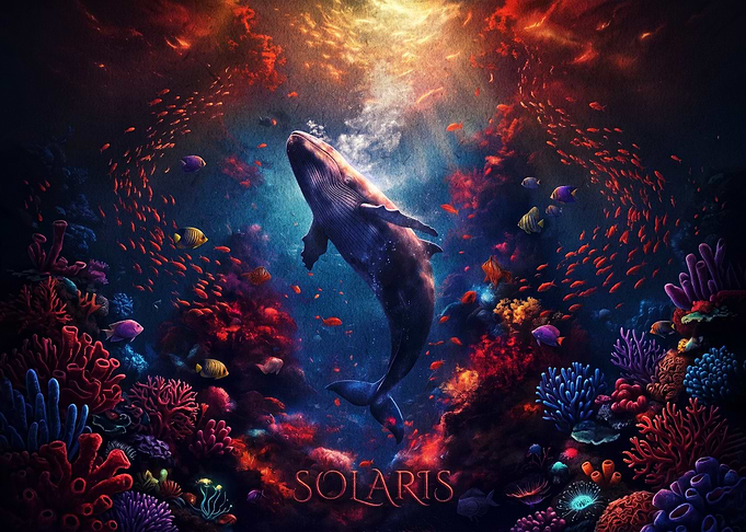 Whale Swimming in Vibrant Coral Reef