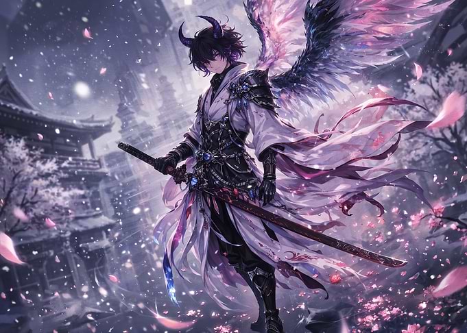 Demon Samurai with Angelic Wings
