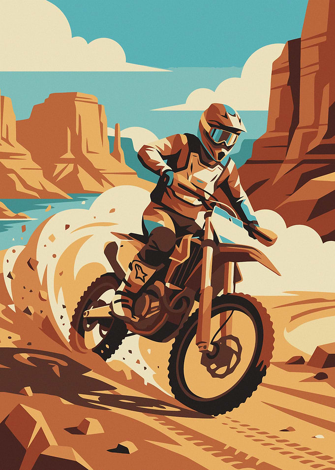 Motocross Rider in Desert Landscape