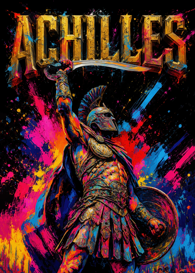 Achilles Warrior Colorful Abstract Art