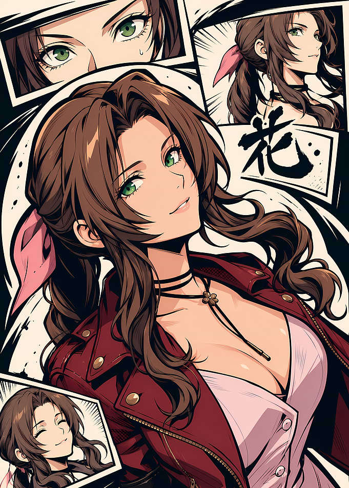 Aerith Gainsborough Manga Style Illustration