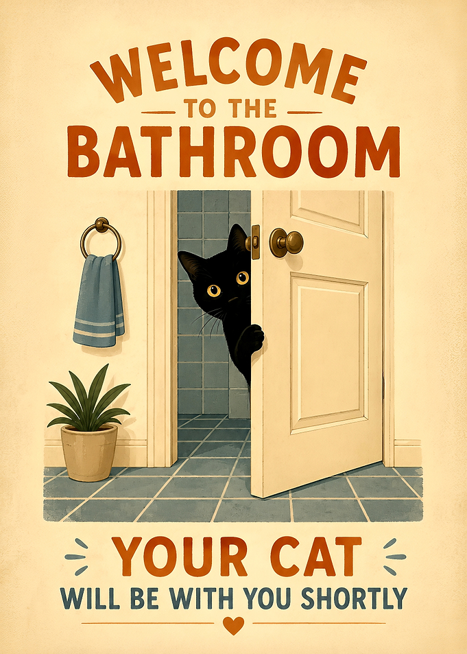 Funny Bathroom Cat Poster