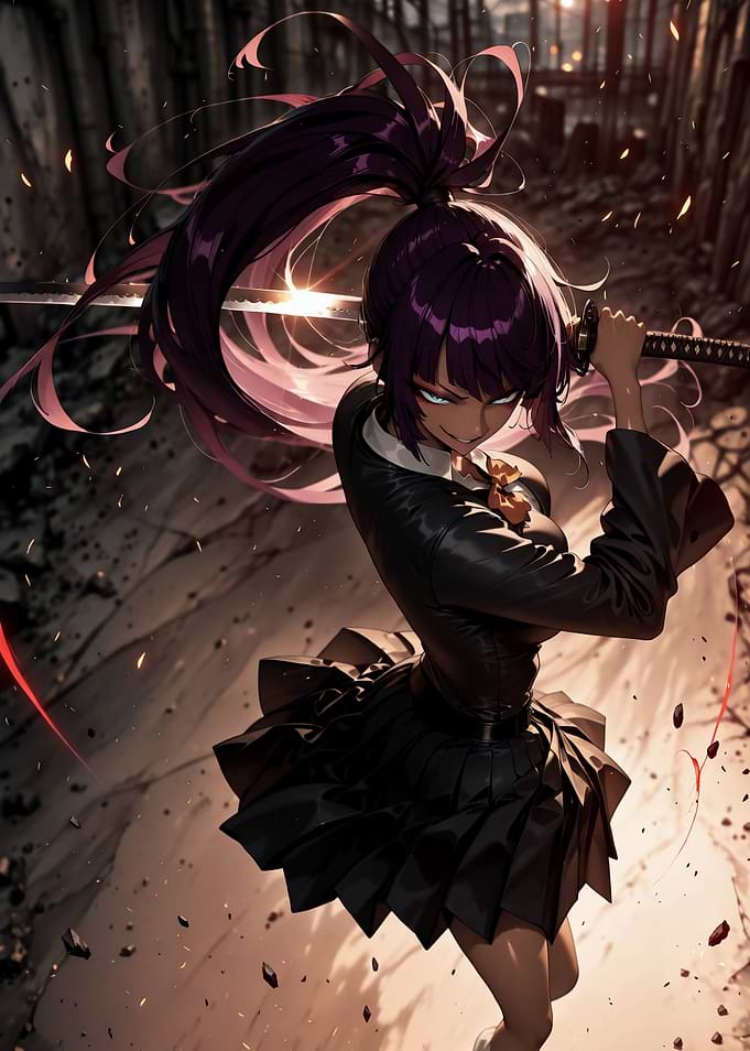 Anime Girl Warrior with Katana