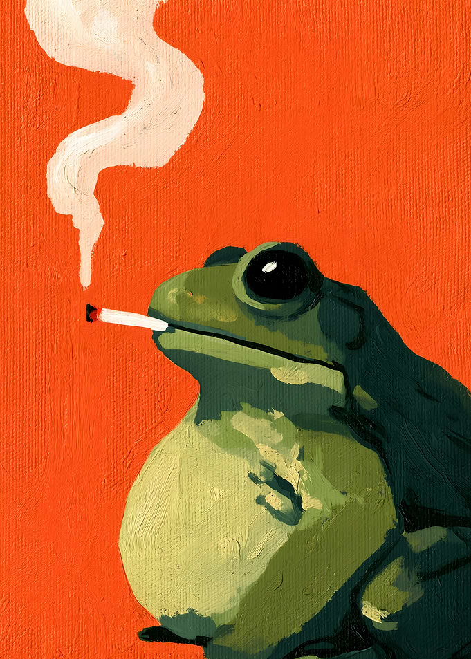 Smoking Frog Oil Painting