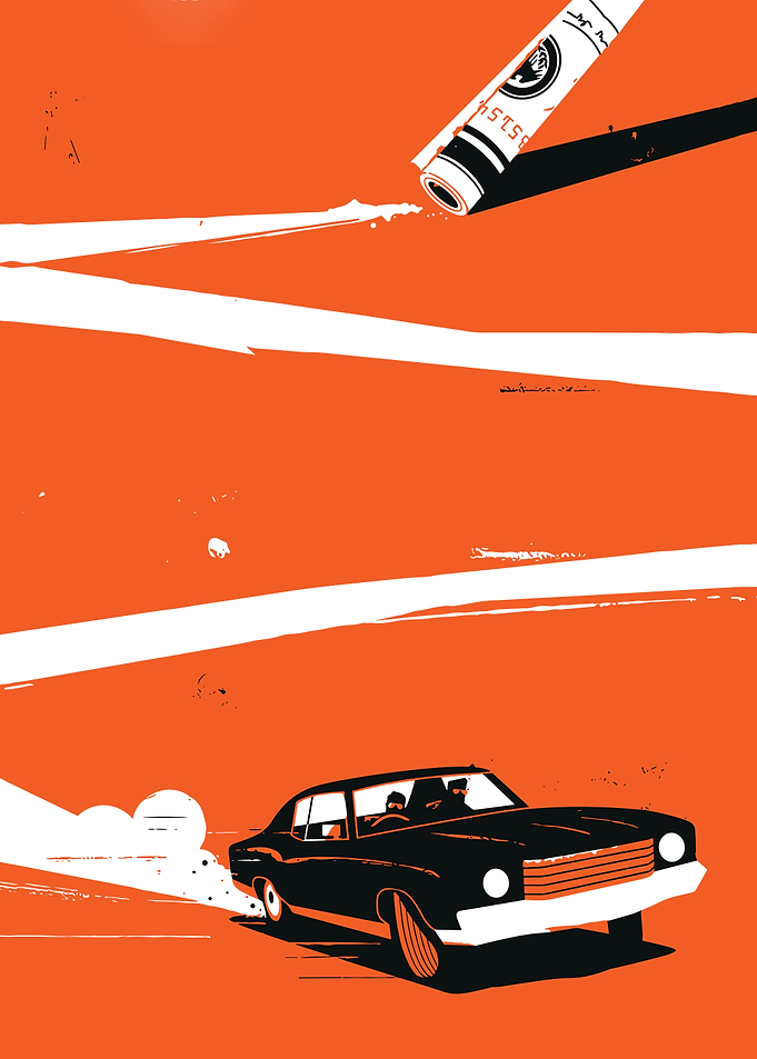 Retro Style Car Chase Poster