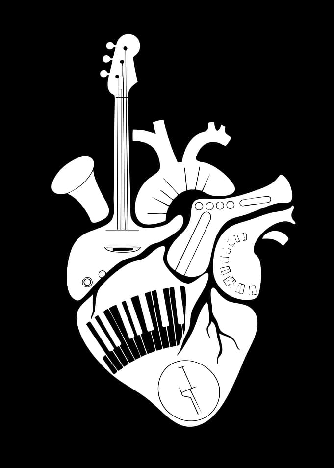 Musical Heart Anatomy Illustration