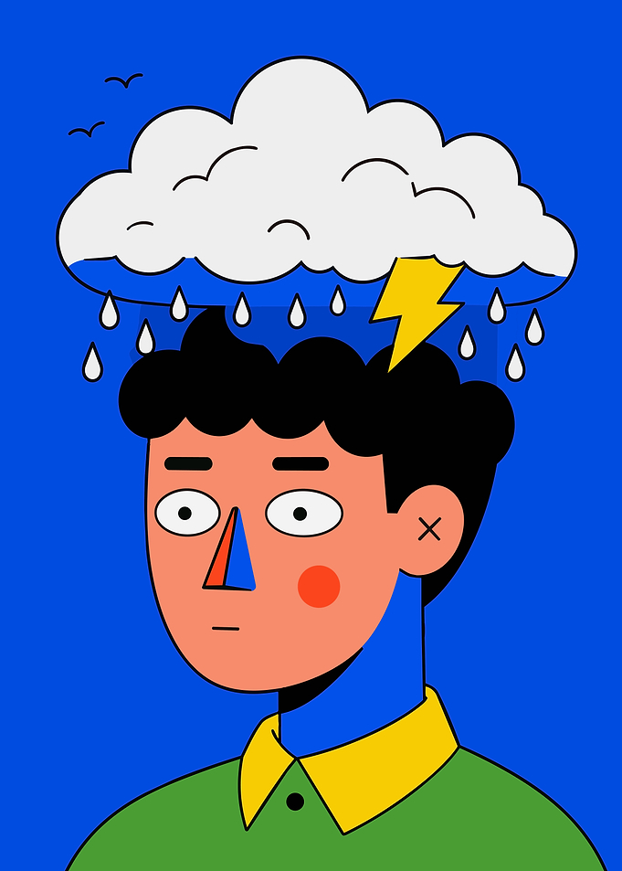 Illustration of a Person with Stormy Thoughts