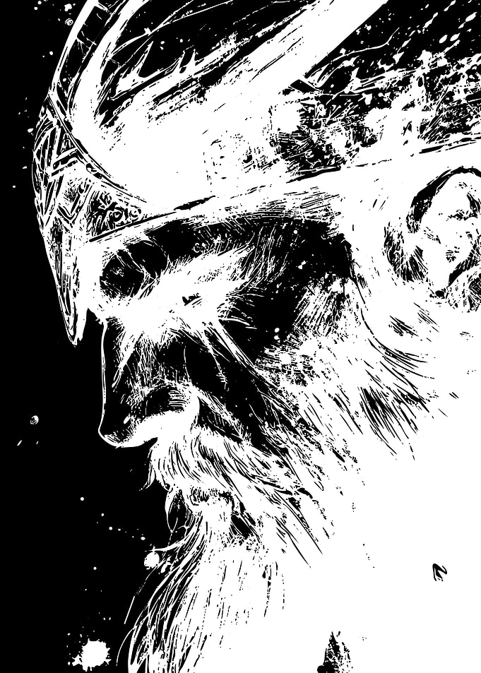 High Contrast Viking Warrior Portrait