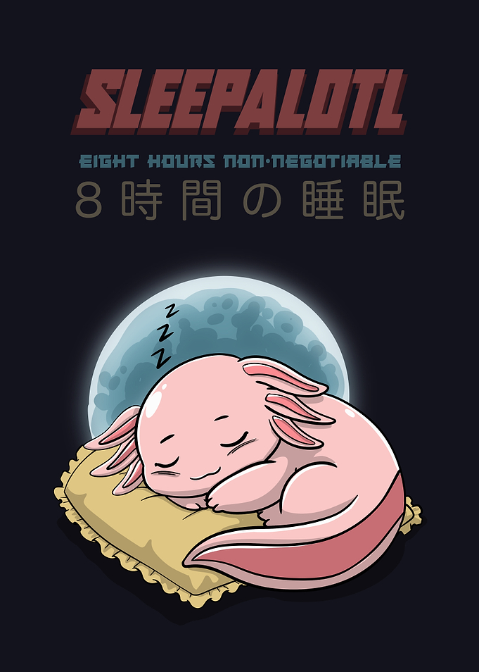 Sleepalotl Cute Axolotl Sleeping Illustration