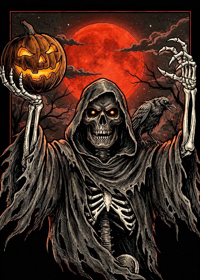 Grim Reaper with Jack-o'-lantern