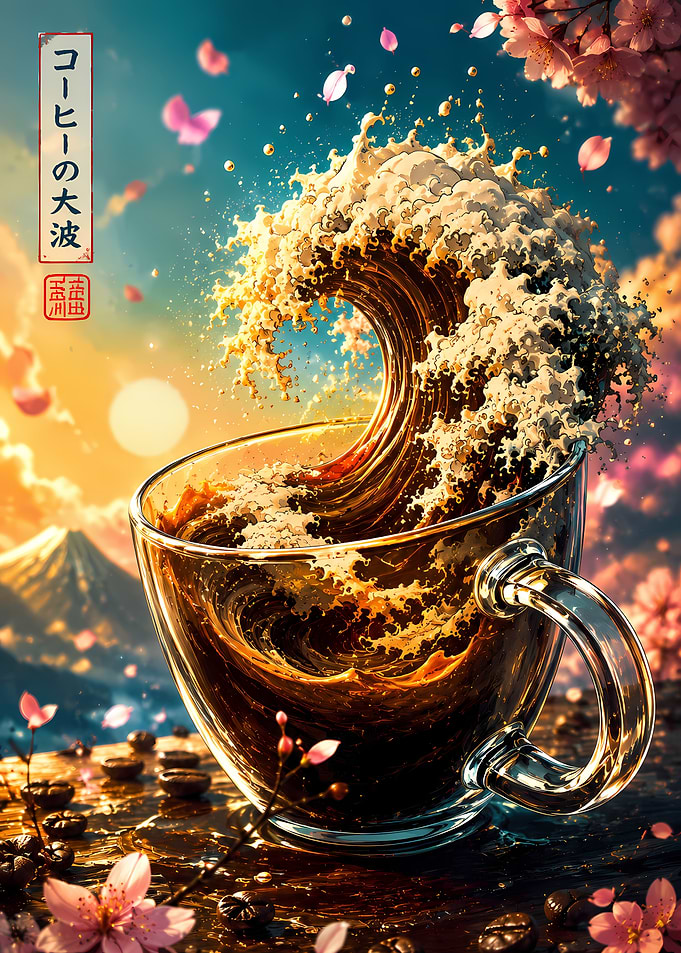 Great Wave Coffee Cup Art