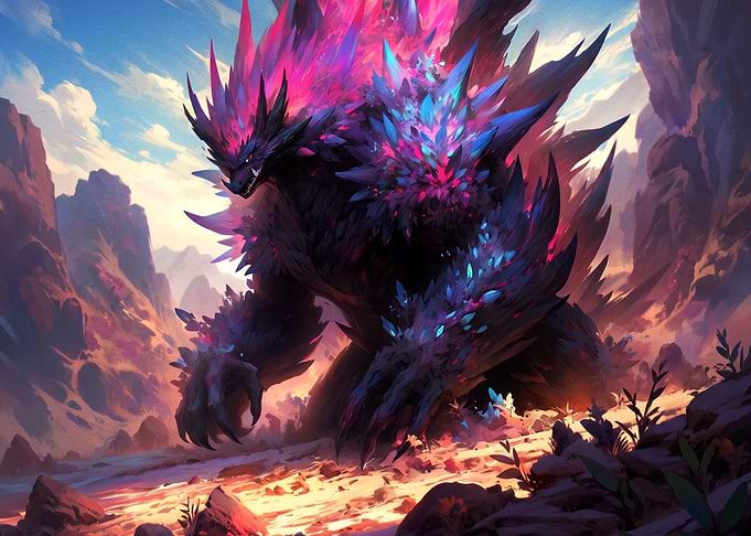 Crystal-Covered Fantasy Monster Beast