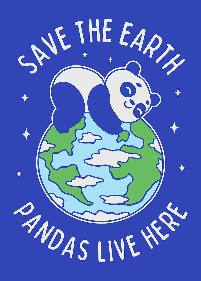 Save the Earth Panda Wall Art | Cute Planet Illustration | Eco Animal Poster