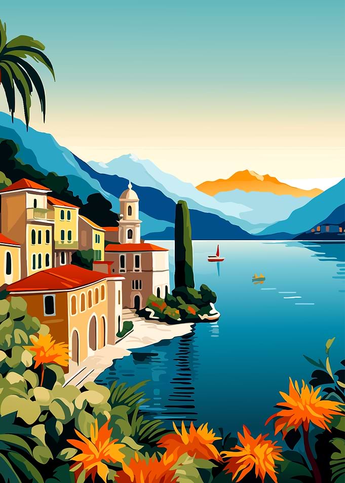 Mediterranean Coastal Village Landscape