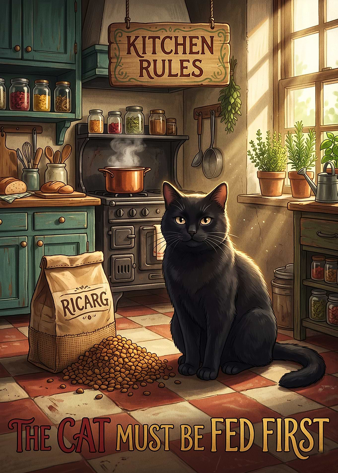 Kitchen Rules Cat Feeding Poster